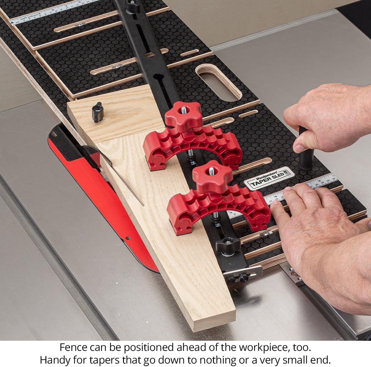 Woodpeckers Taper Sled, Table Saw Taper + Straight Line Jig, Perfect for Chair + Table Legs & Edge Jointing, Features 37" Miter Bar & 2 Hold-Down Clamps + Steel Fence TSL-32