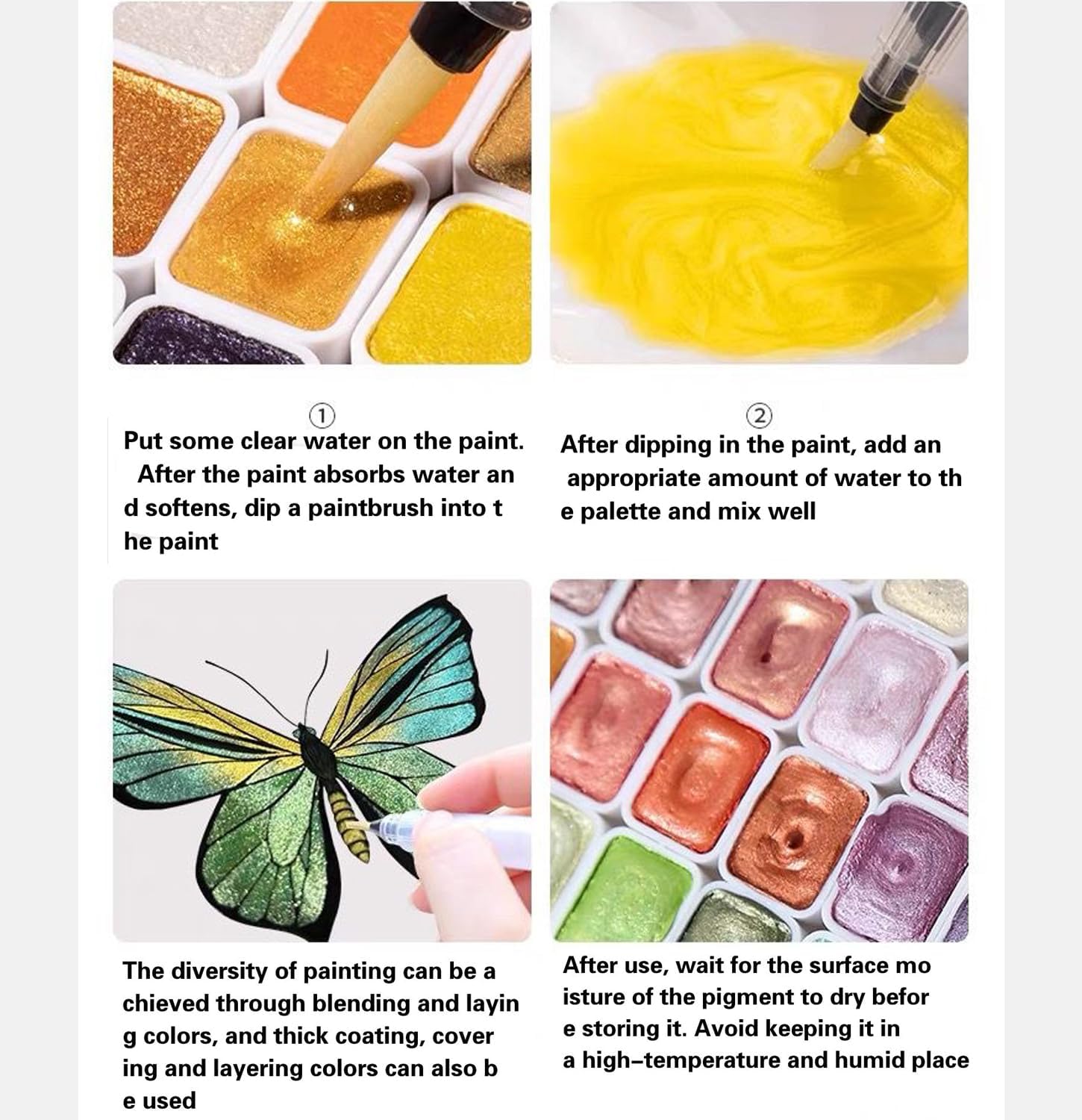 Forestry Shifting Watercolor Painting Set，60 Colors Watercolor Painting Set，Metallic Watercolors，Glitter Watercolor Paint For Children Adults Art Paint (60 colors 1ml （1* Pen）)