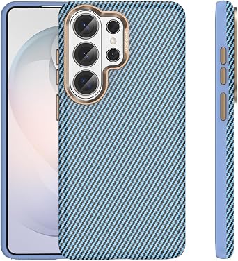 Carbon Fiber for Samsung Galaxy S24 Plus Case Compatible with MagSafe Ultra-Slim Anti-Fingerprint Anti-Scratch Reliable Metal Camera Protection Case, Alpine Blue