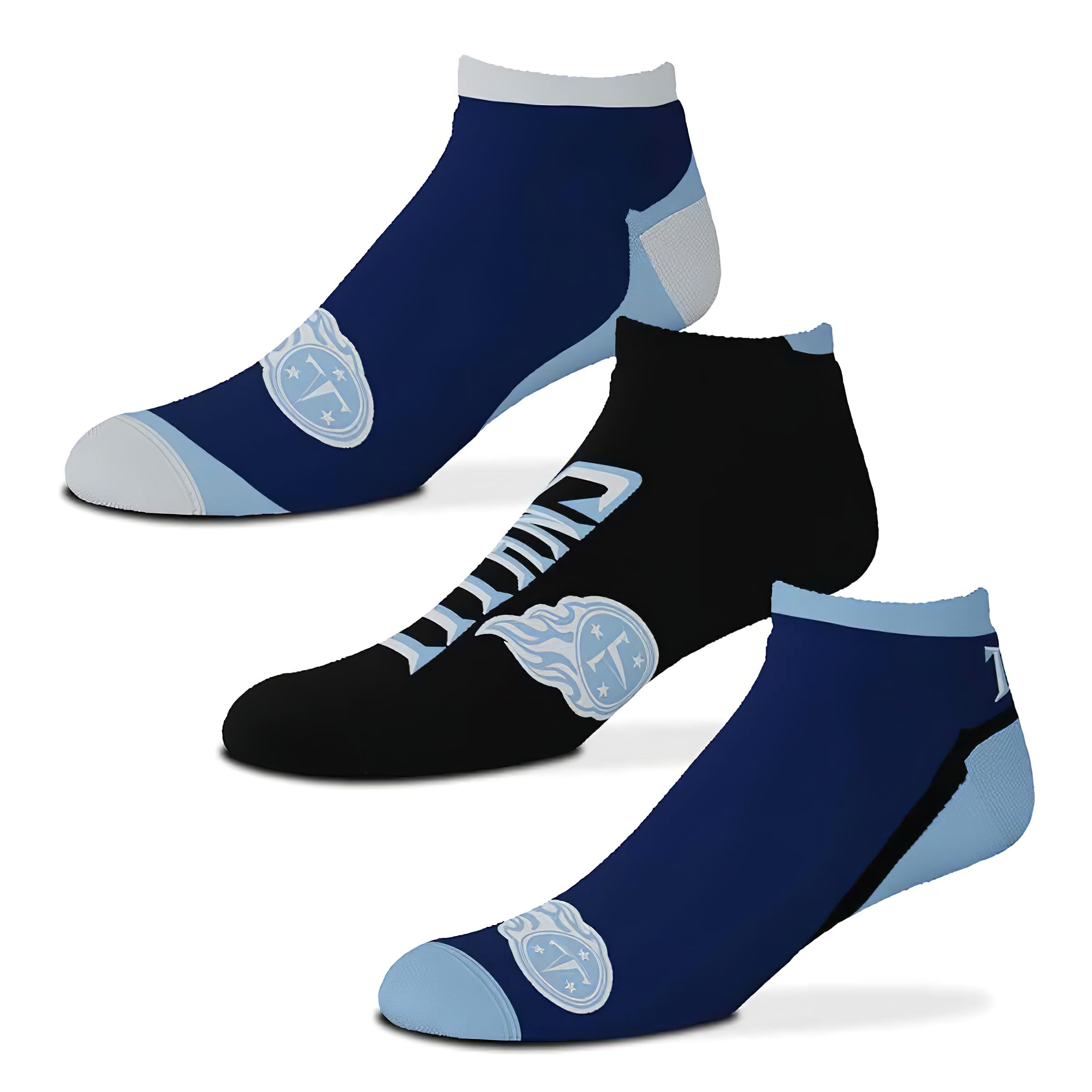 For Bare Feet Socks Pack of 3 – Tennessee Titans – NFL – Flash – Size L, Tennessee Titans Flash, L