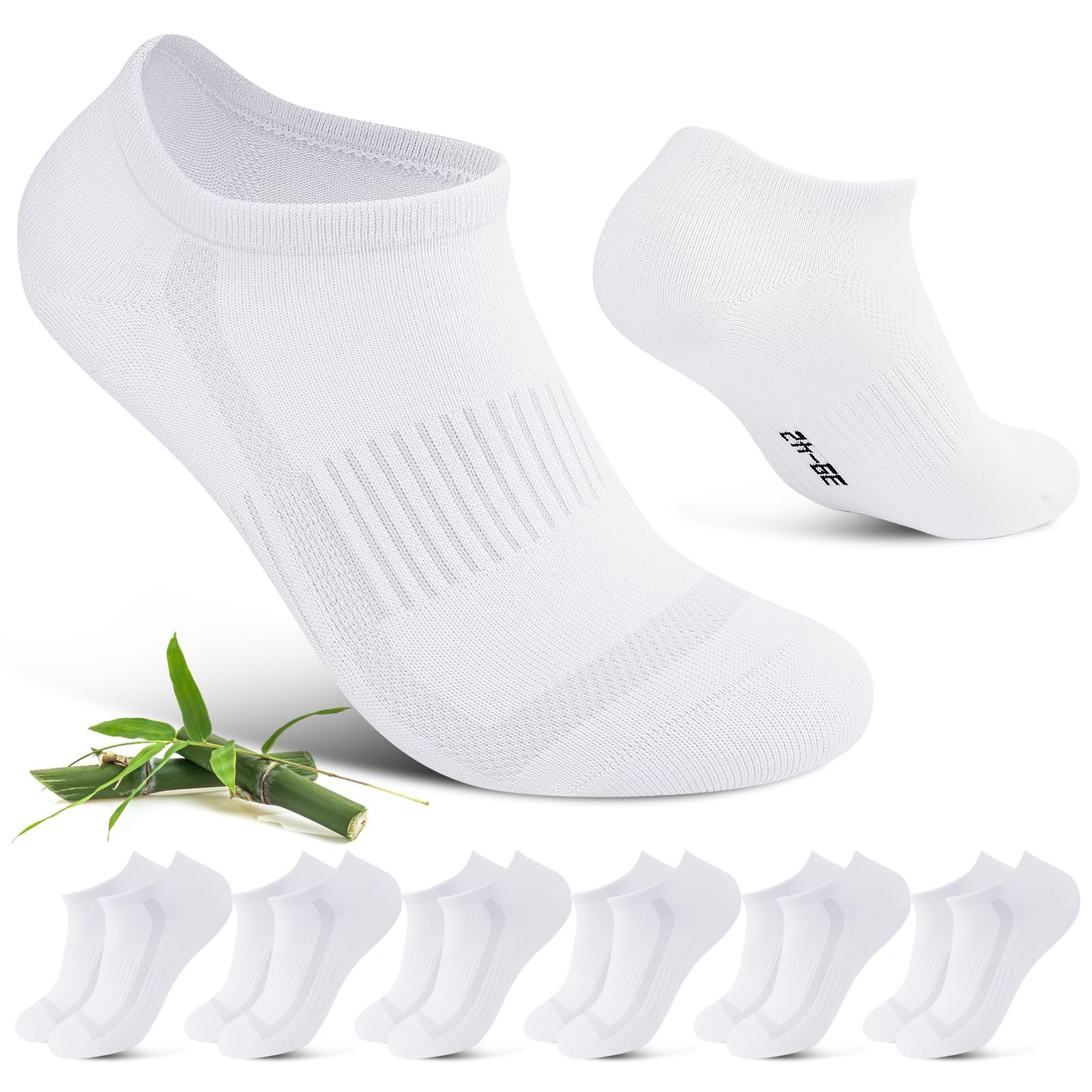 Calcetines deportivos de bambú transpirables para correr, 6 pares