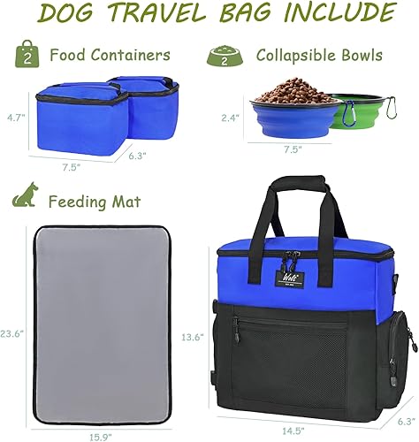 Miniatura 2 de WOLT  Kit de bolsa de viaje para mascotas para transportar perros y viajes, incluye 2 recipientes de comida + 2 cuencos plegables + 1 mantel