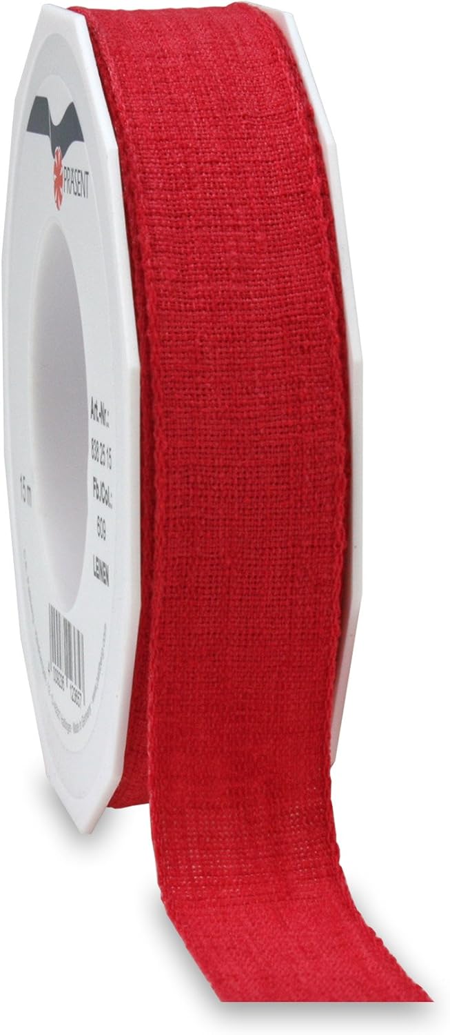 LEINEN Jute-Look Ribbon, Taupe, 15 mm-15 m