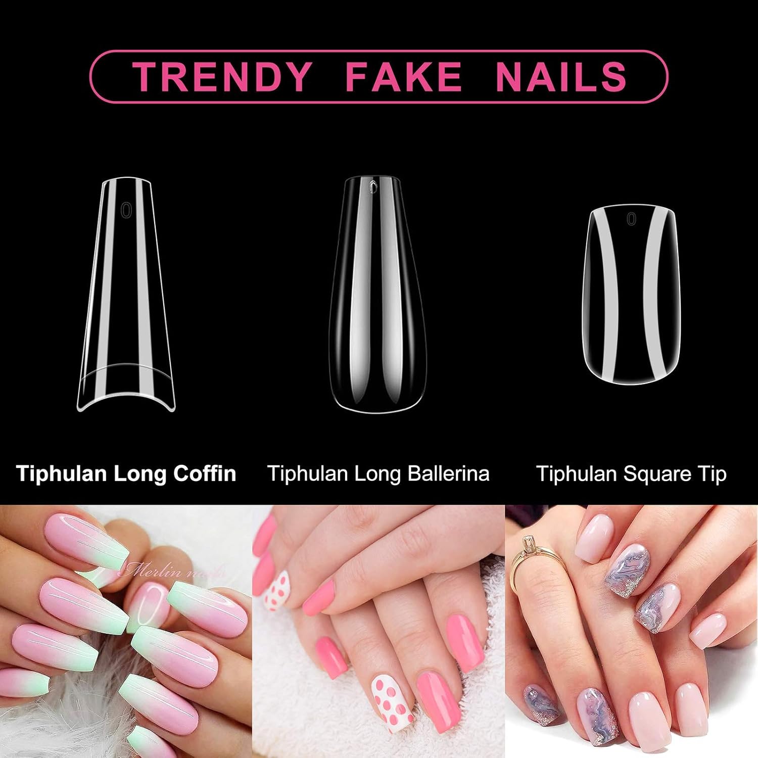 Buy Coffin Nail Tips Half Cover Clear False Nails With Glue Tiphulan Fake Nails Acrylic Nail Tips 10size Half Cover Nail Tips Ballerina Shape 500pcs False Nail Tips For Nail Salons