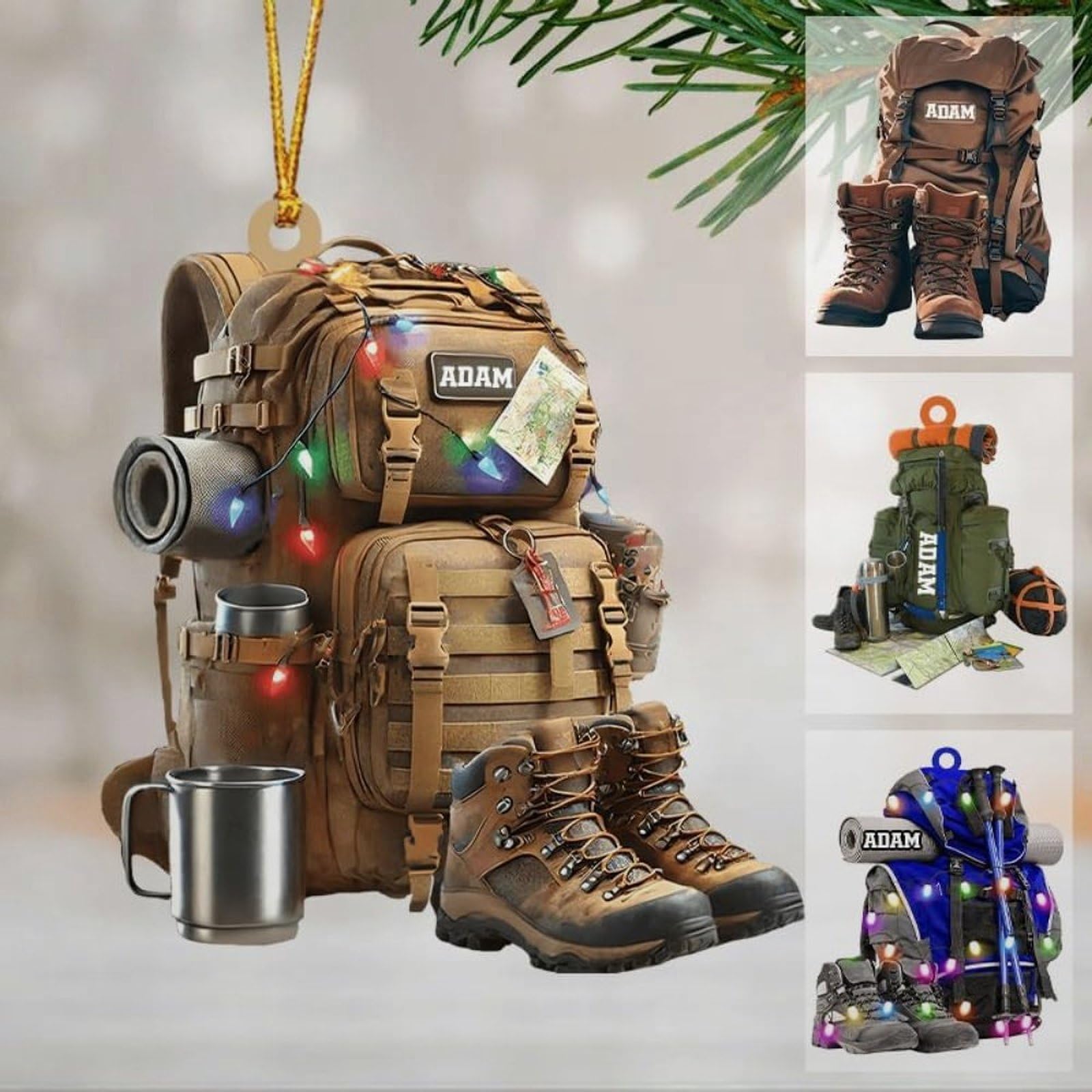 Luckluccy Personalized Hiking Bag Ornament 2025,Hiking Christmas Ornament,Hiking Lovers Christmas Ornament,for Hiking Club,Camping Lover Gift,Hiking Gift Ideas
