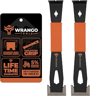 9.5" Trim Bar Pry Bar - Patented Small Pry Bar with Bolt Remover & Nail Puller for Home Improvement & Construction - Flat Bar with Shock-Absorbing Grip & Wide Winged Ends, 2pk