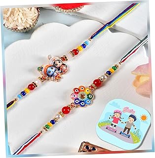 Craftvatika Rakhi Set for Brother,Designer Rakhi for Brother, Bhai, Sister, Floral and Radha Krishna Rakhis Set of 2,Elega Price In India