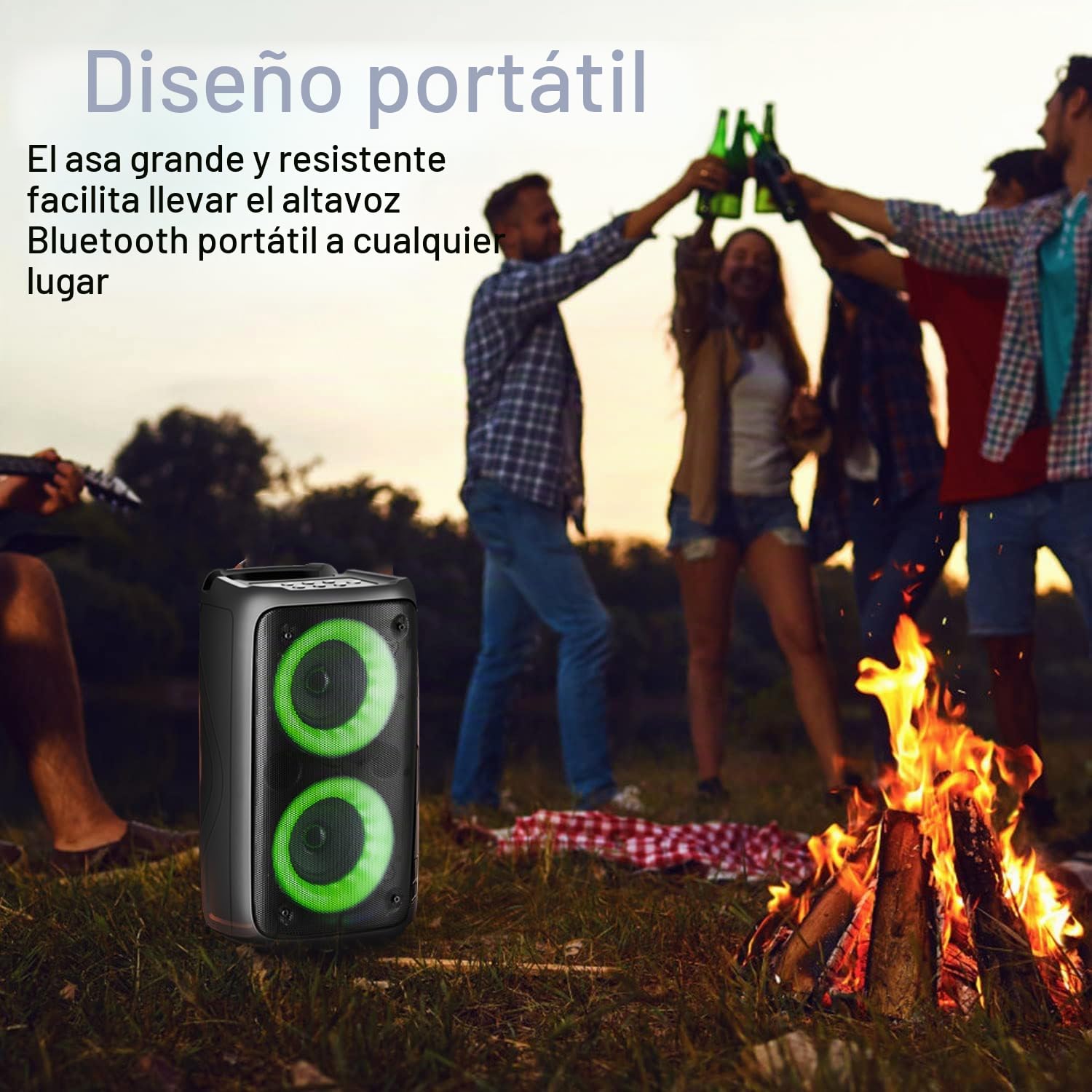 DEFENDER Altavoz Boomer 20 Bluetooth de 20 W de luz/BT/FM/USB/AUX/MIC