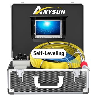 Sewer Camera with Self-Leveling, Can Connect External Monitor, Zoom in and Out, IP68 Waterproof, 12 pcs Adjustable Light, Plumbing Cam with DVR, for Sewer Line, Drain, Duct, Plumbing 100FT