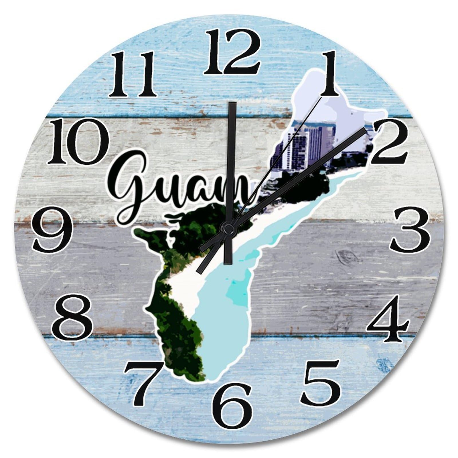 Horloge murale paysage urbain Guam décoration bois pour salon 38cm