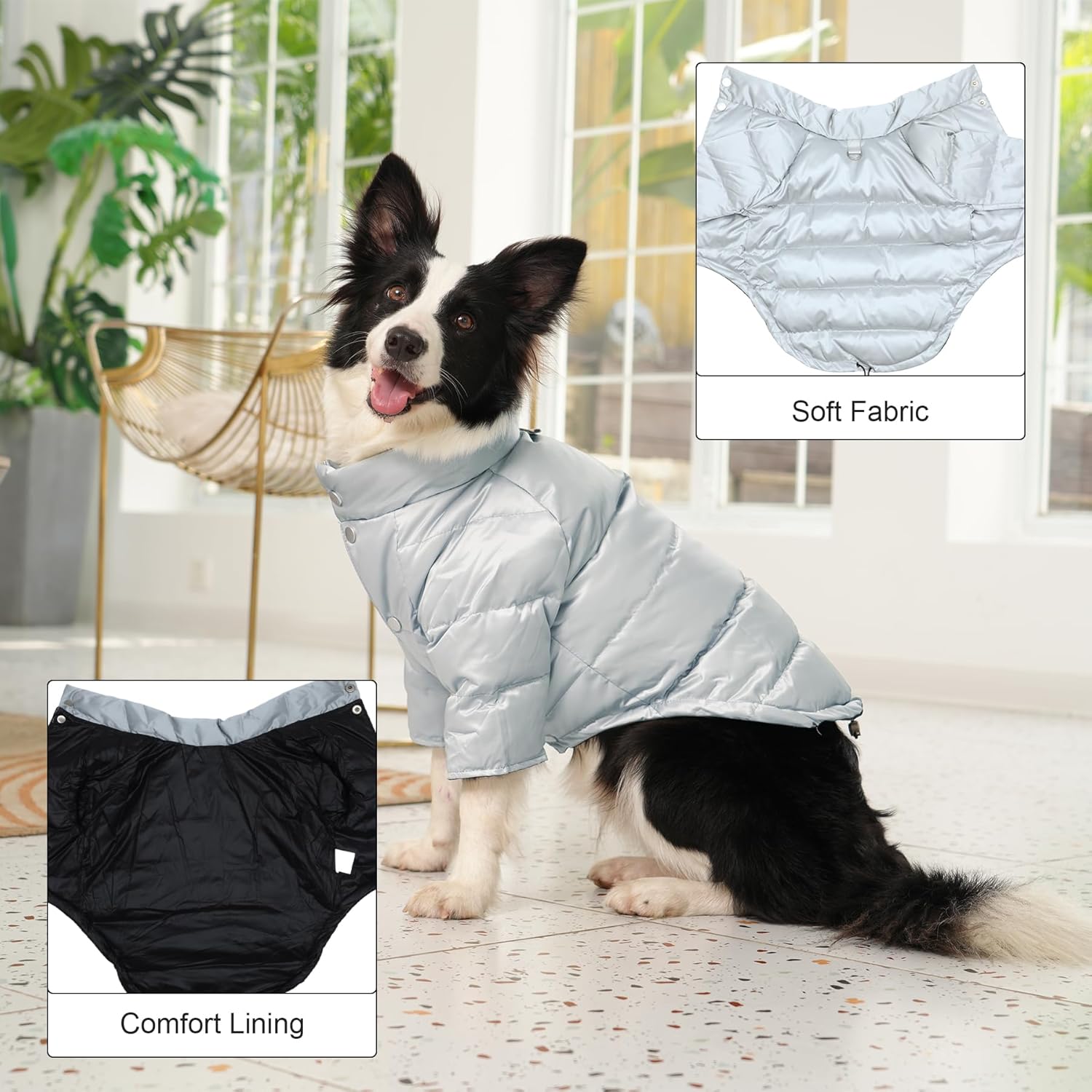 Heavyweight Dog Puffer Coat for Extra Cold Winter,Thicken Warm Insulated Puppy Down Jacket for Small Dogs,Silvergray M