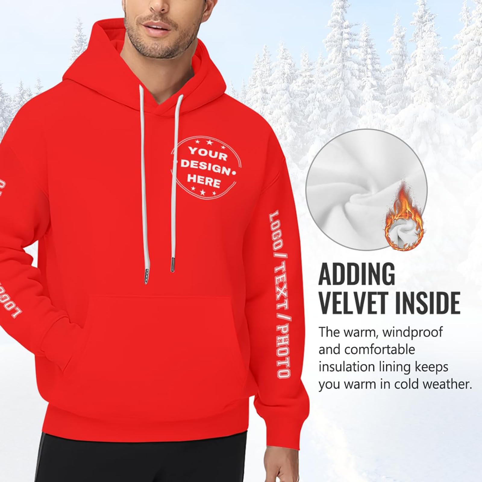 Sudaderas Hombres con Capucha Sudadera Personalizada. Diseña Tu Propia Personalizada Texto, Logotipo Y Foto. para Hombre Mujer. del Hierro (Red, XXXL) Chaqueta Verano Ropa Running Mangas