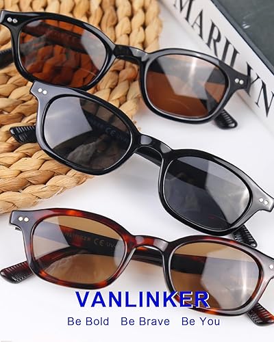 Miniatura 3 de VANLINKER Gafas de sol polarizadas cuadradas pequeñas retro para mujeres y hombres, a la moda, estrechas, rectangulares, delgadas, de los años 90