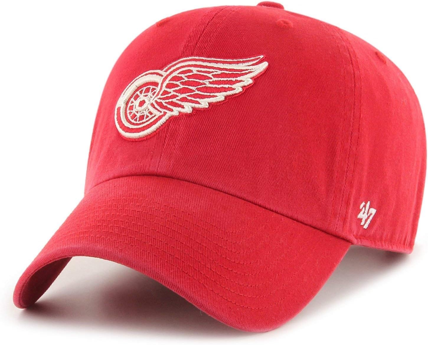 47 NHL Team Color Alternate Primary Logo Clean Up Adjustable Cap Dad Hat, Adult One Size Fits All, Detroit Red Wings - Red, One size