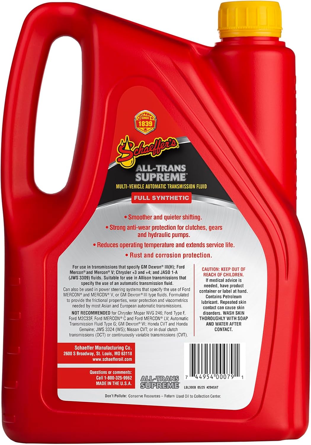 Schaeffer Manufacturing Co. 0204SAT-006S All-Trans Supreme Automatic Transmission Fluid, 1-Gallon Bottle