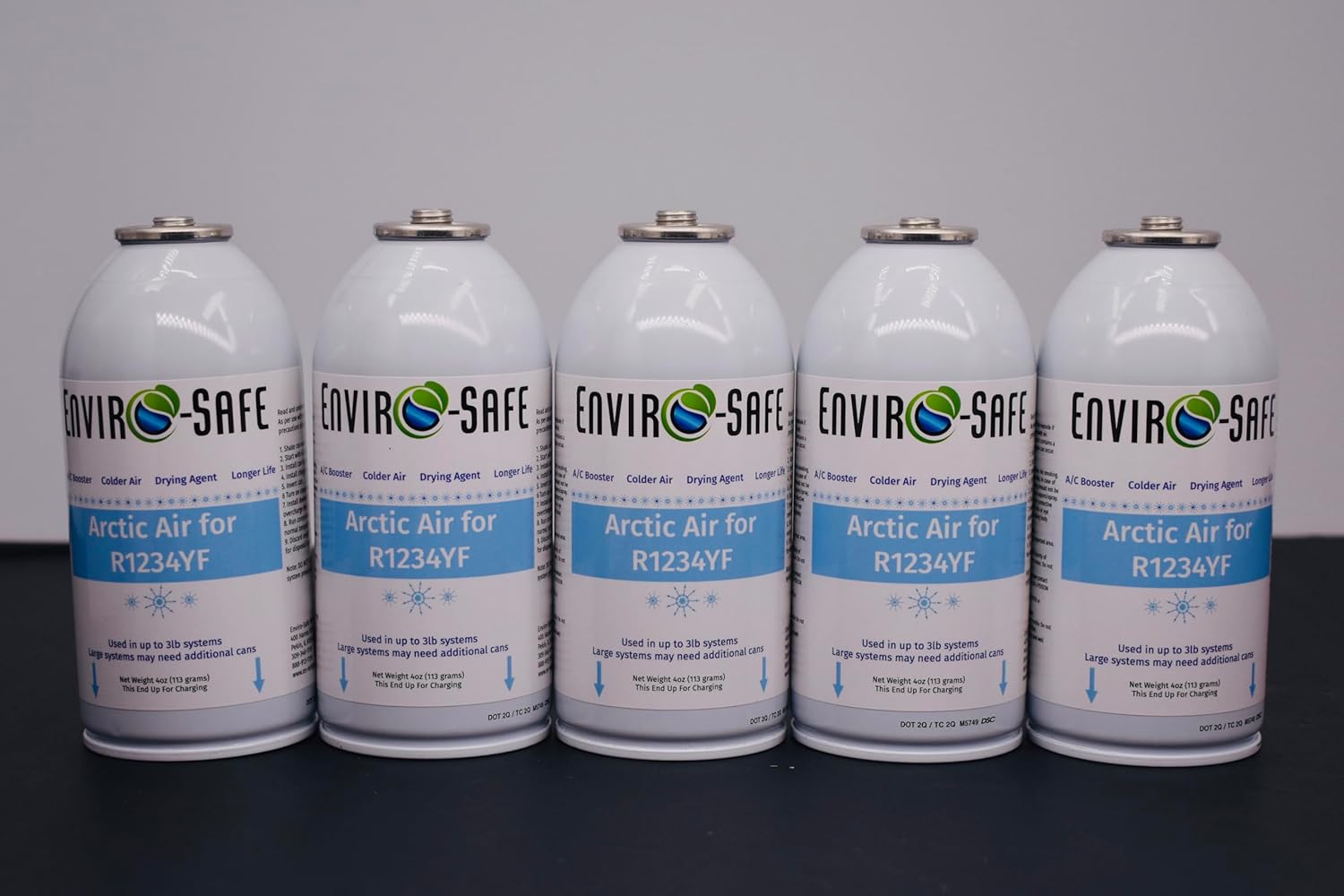 ENVIRO-SAFE Arctic Air for R1234YF Systems – AC Booster & Moisture Remover – Dual-Action Performance Enhancer for Colder Air & Extended System Life – 5 × 4 oz Cans