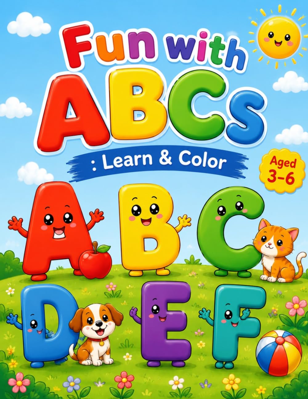 Fun with ABCs: Learn & Color for aged 3 to 6: Cute Alphabet Coloring Pages for Preschoolers