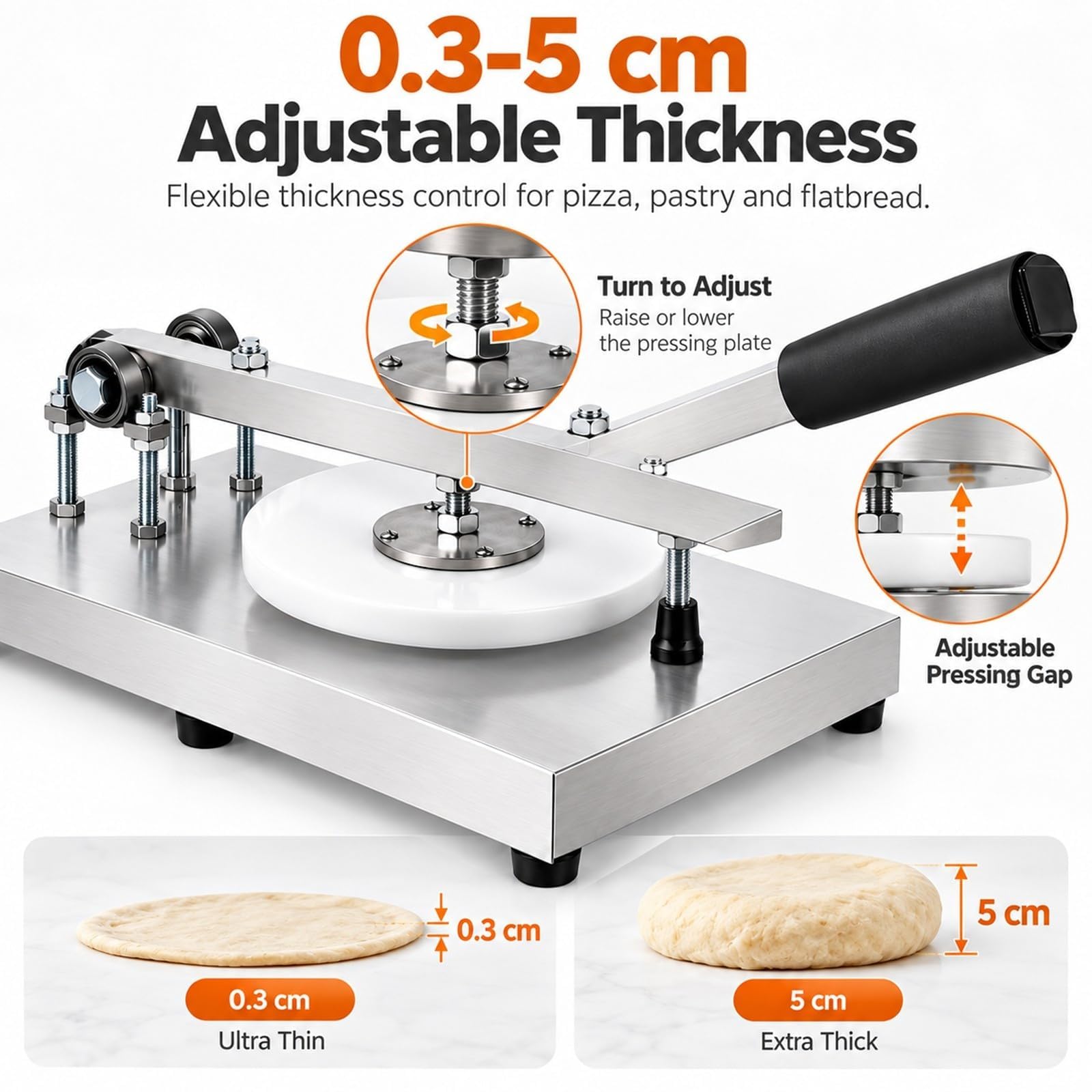 Pressa per impasto per pizza manuale, macchinario commerciale per pasta