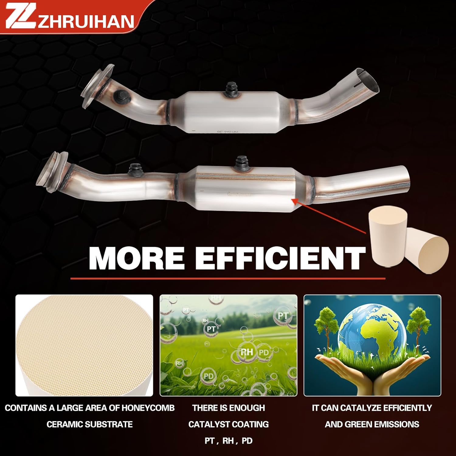 Catalytic Converter Kit Compatible with E150 2009-2014 4.6L V8, E250 2009-2014 4.6L V8, Reference OE 645789 3041038, EPA Compliant