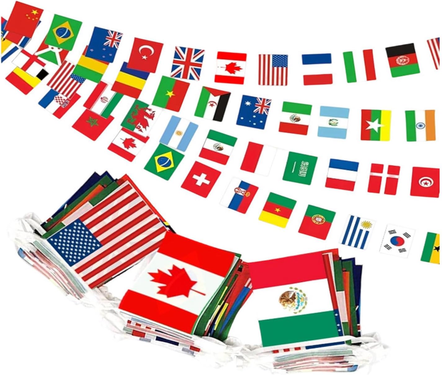 100 Countries String Flag, International Bunting Pennant Banner, Decoration for Grand Opening, Sports Bar, Grand Opening, Classroom Party Events, World Flag Banner Decoration for World Cup Party (2pc)