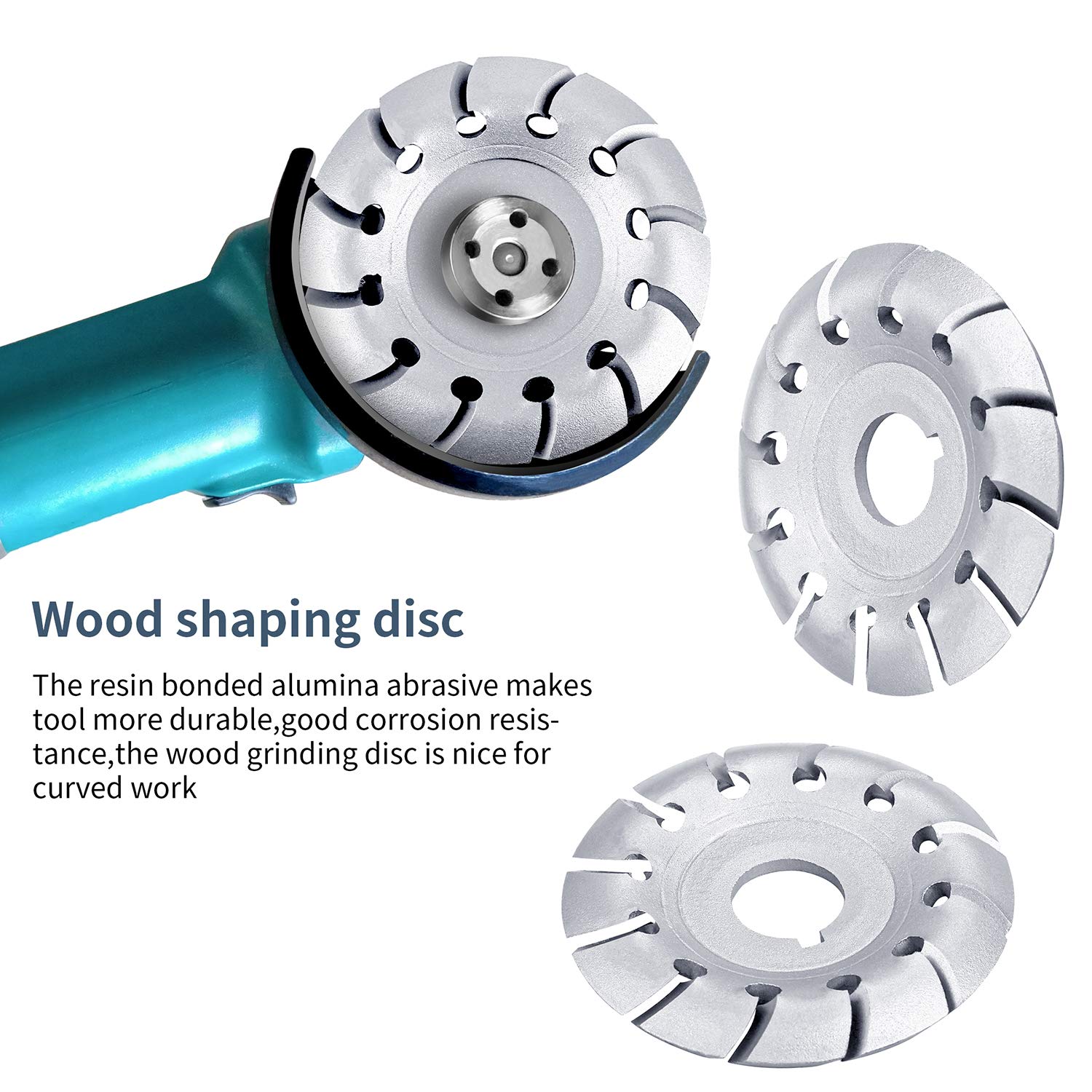 Aodaer 4 Pieces Angle Grinder Disc Grinder Chain Disc Wood Carving Disc Tungsten Grinder Shaping Disc Wood Grinding Wheel 12 Teeth Wood Polishing Shaping Disc Wood Grinding Wheel for Wood Cutting