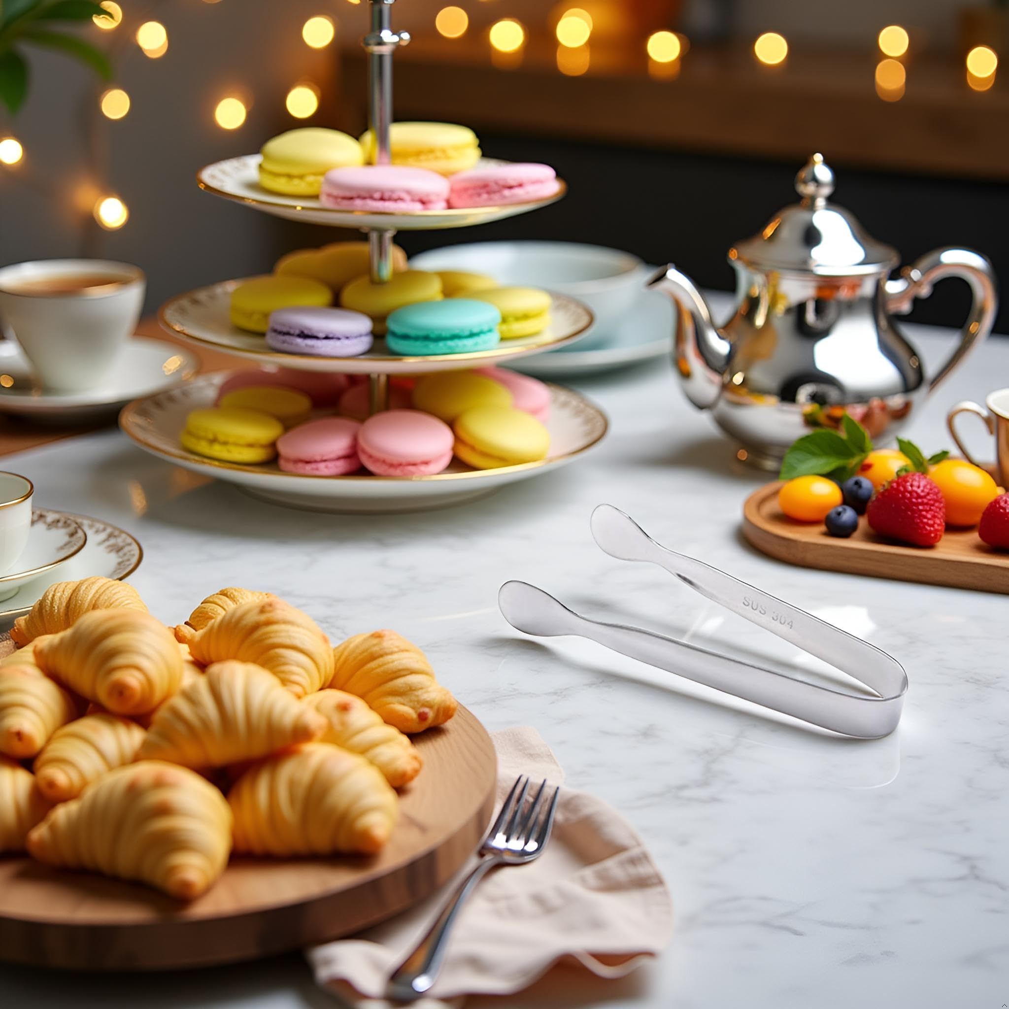 Silberne Eiszange, Zuckerwürfel, Zange, Edelstahl, Mini-Servierzange mit glattem Rand, für Vorspeisen, Teepartys, Kaffee-Bars, Desserts, Kochutensilien