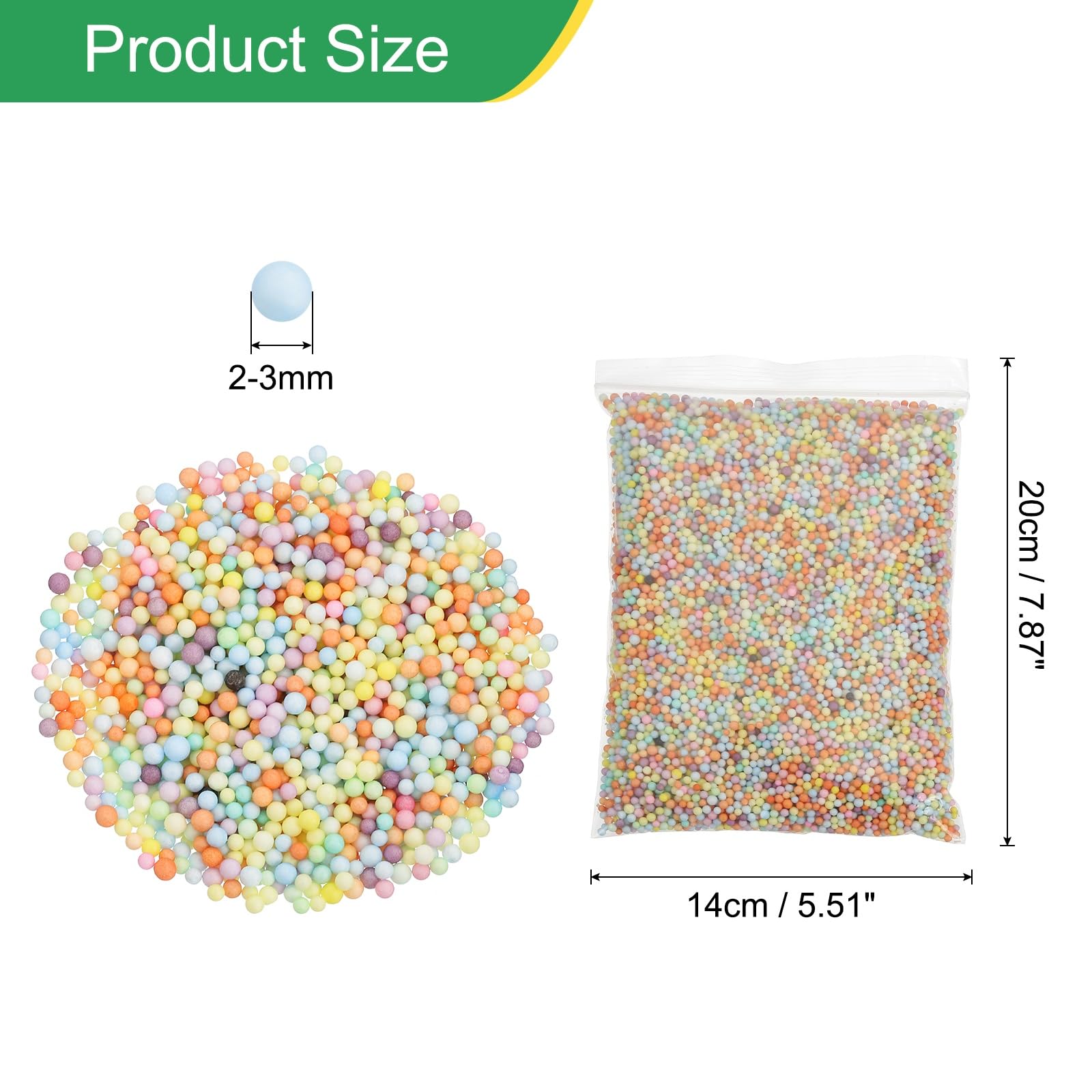 PATIKIL Foam Beads, 2-3mm Foam Balls, Mini Small Balls Polystyrene Beads for DIY Craft Supplies Wedding Party Art Homemade - Image 2