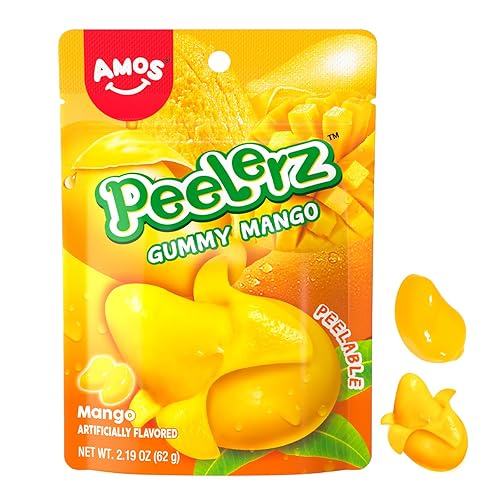 Amos Peelerz - Caramelos de mango pelables, gomitas de mango Peelerz, bolsa resellable de 2.19 onzas (paquete de 3)