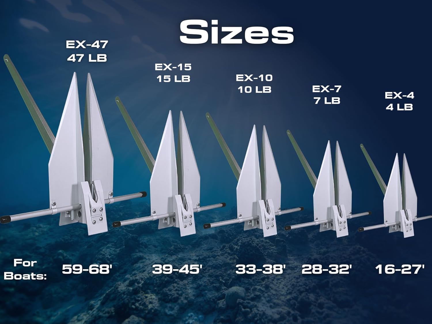 MarineNow Premium Aluminum Fluke Style Anchor – 4 lb, 7 lb, 10lb, 47 lb | Fits Boats 16–68 ft | Ultralight Alloy with Dual Shank Angles (32°/45°) | Corrosion-Resistant