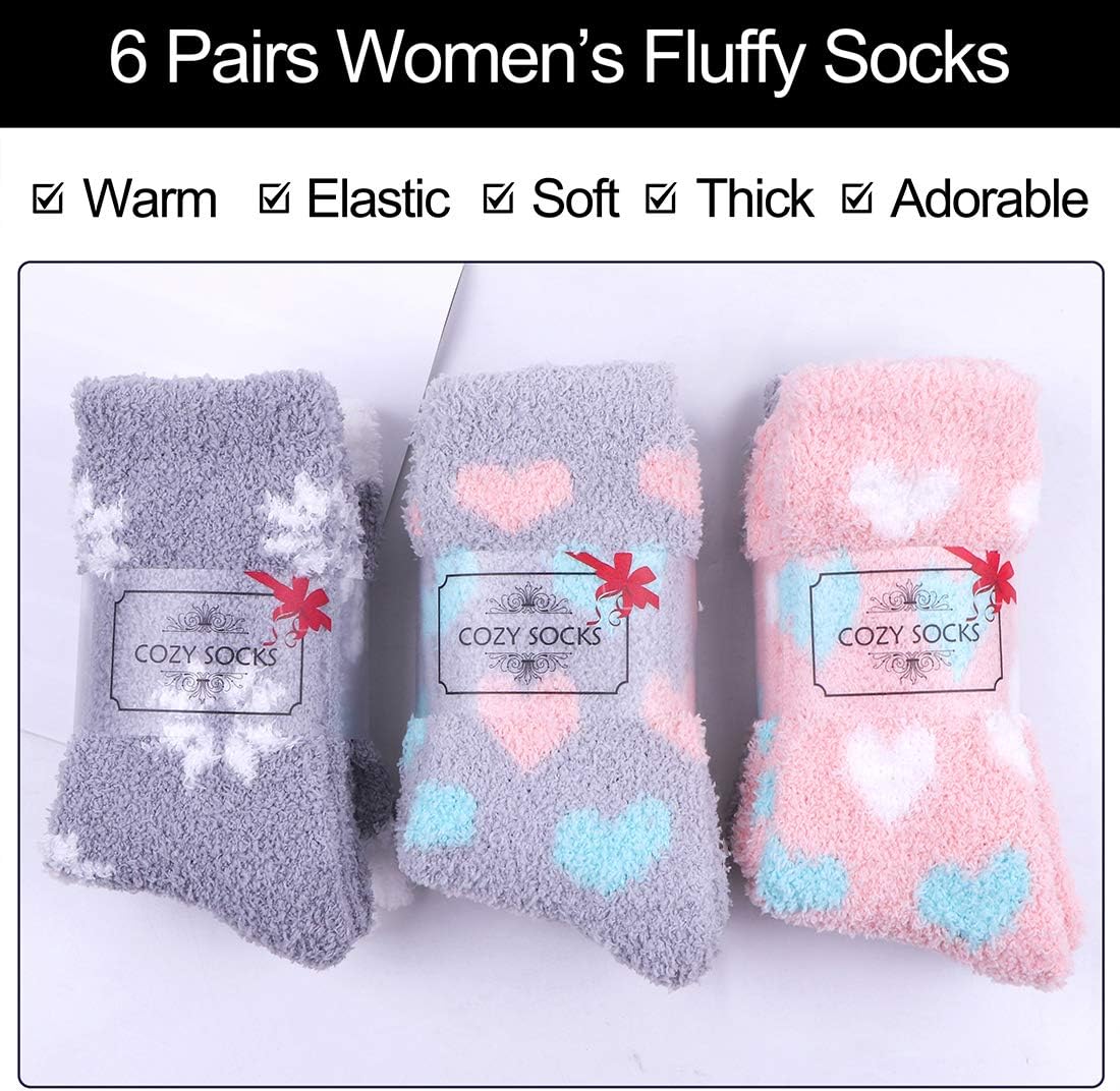 Plush Slipper Socks Women - Colorful Warm Fuzzy Crew Socks Cozy Soft for Winter Indoor - Image 7