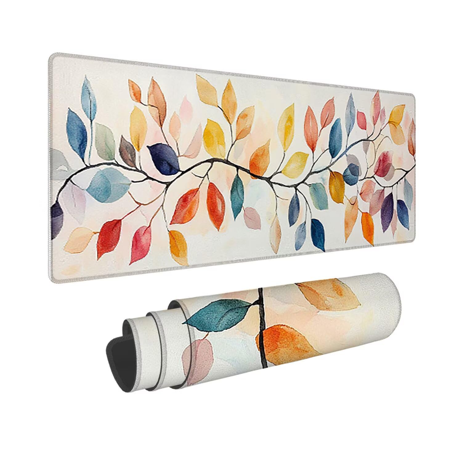 大型 ゲーミング マウスパッド 60x30cm マウスパッド カラー 木の葉 拡張 キーボードパッド 防水 滑り止めゴム底 滑り止め デスクマット おしゃれ キーボードパッド マウス対応 耐洗い表面 快適操作性 ゲーム 仕事 ホーム用 オフィス 女性へのプレゼント v-68