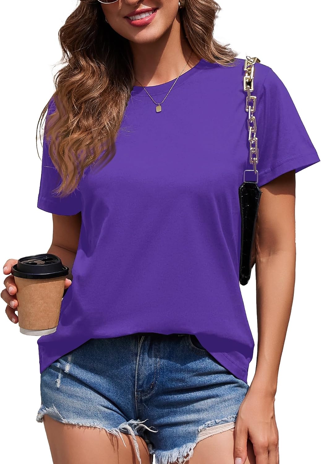  Cotton Basic T Shirts for Women,Crew Neck Short Sleeve Summer Shirts(2XS-3XL) thumbnail