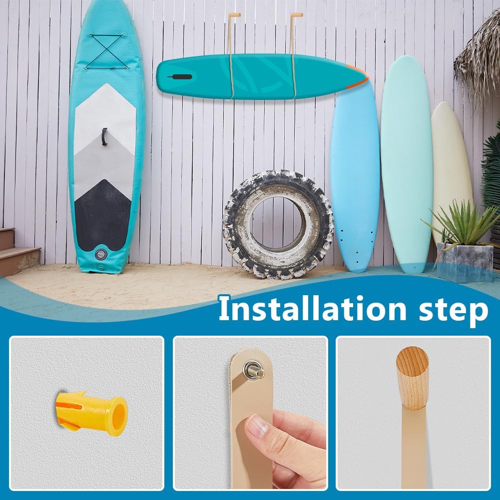 OLYCRAFT 2 Bags Surfboard Wall Mount Surf Board Wall Hangers Snowboard Walls Hangers Hanging Indoor Storage Surfboard Rack Paddle Board Rack for Snowboard Longboard Wakeboard Accessories