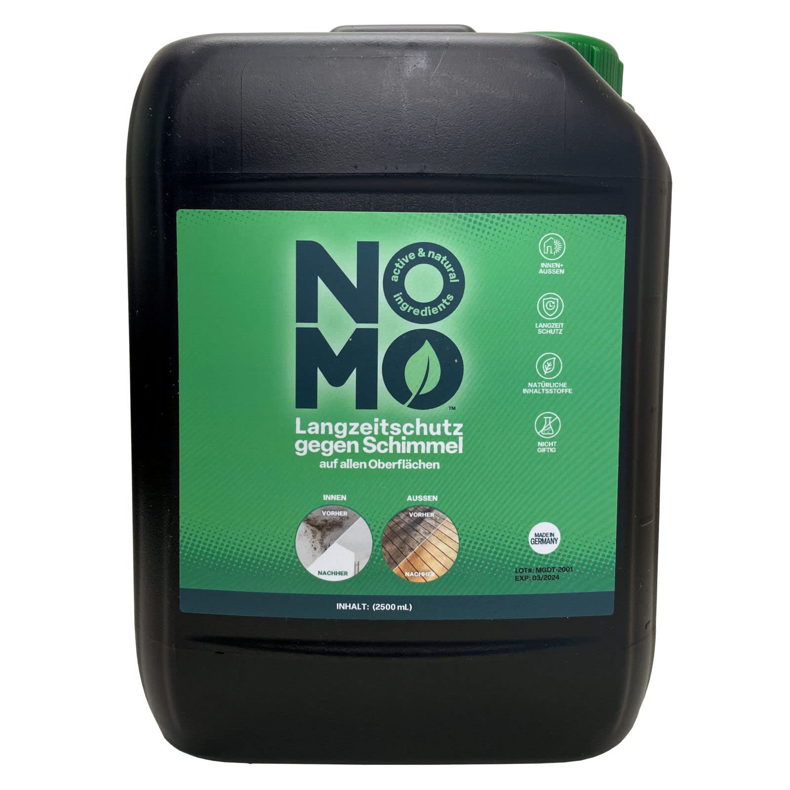 NOMO Protection naturelle de longue durée contre la moisissure - 2,5 l - Élimine efficacement et durablement les moisissures à l'intérieur et à l'extérieur