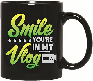 Funny Camera Gift for Vloggers Smile Youre in My Vlog 11oz 15oz Black Coffee Mug