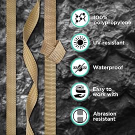 TECEUM 1 Inch Webbing - Tan - 25 Yards - 1 Webbing for Climbing Outdoors Indoors Crafting DIY