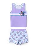 Disney Stitch Moana Ariel Princess Toddler Girls Two Pieces UPF 50+ Tankini Sleeveless Rash Guard Set Bathing Suit Swimsuit