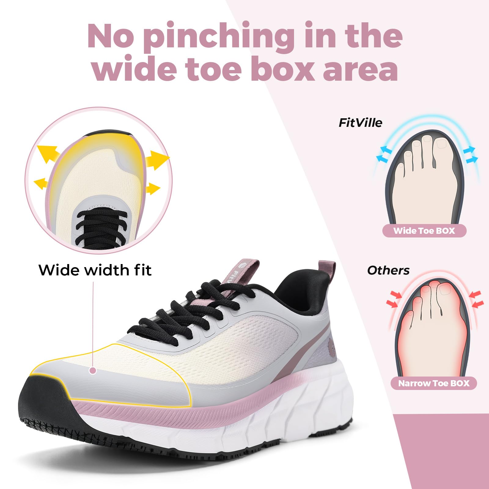 FitVille Damen Laufschuhe Weit Sportschuhe Atmungsaktiv Sneaker Leichte Joggingschuhe Turnschuhe Bequeme Walking Schuhe