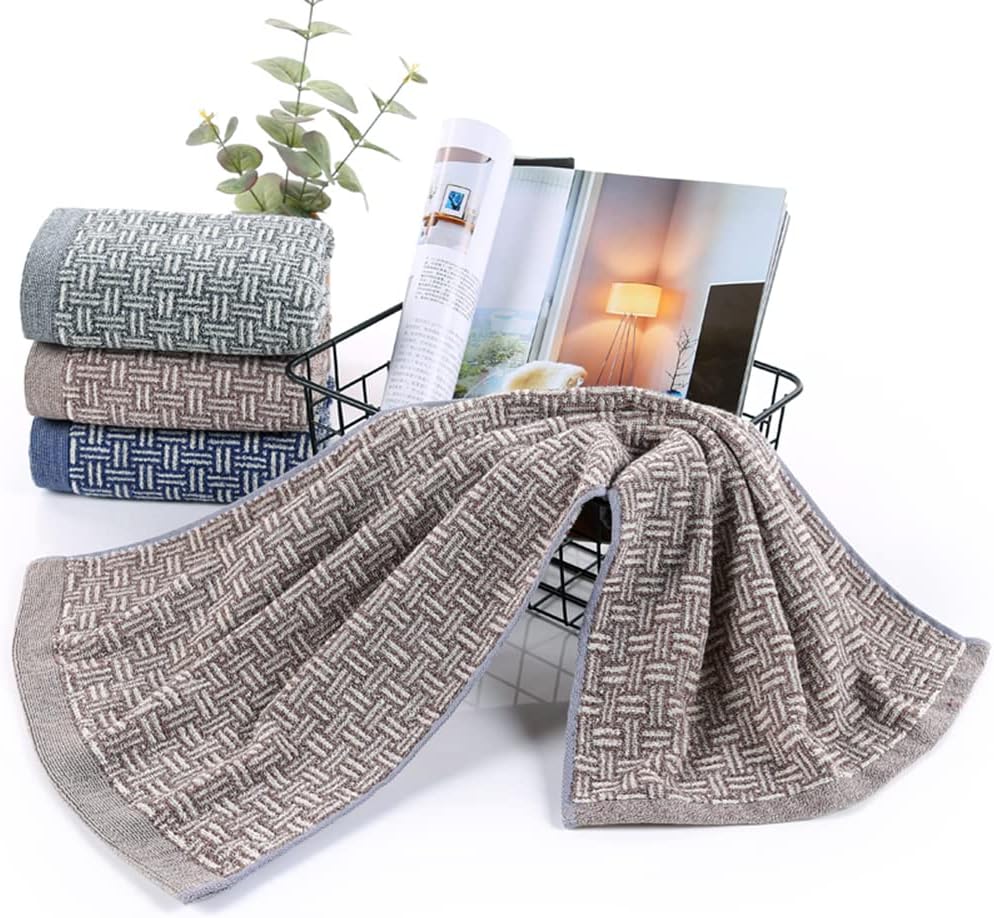 Pidada Hand Towels Set of 2 100% Cotton Checkered Pattern Absorbent Soft Decorative Towel for Bathroom (Brown) - Image 3