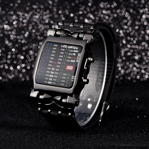Miniatura 6 de VGEBY Reloj deportivo digital para hombre, reloj de pulsera con pantalla LED de matriz binaria con fecha