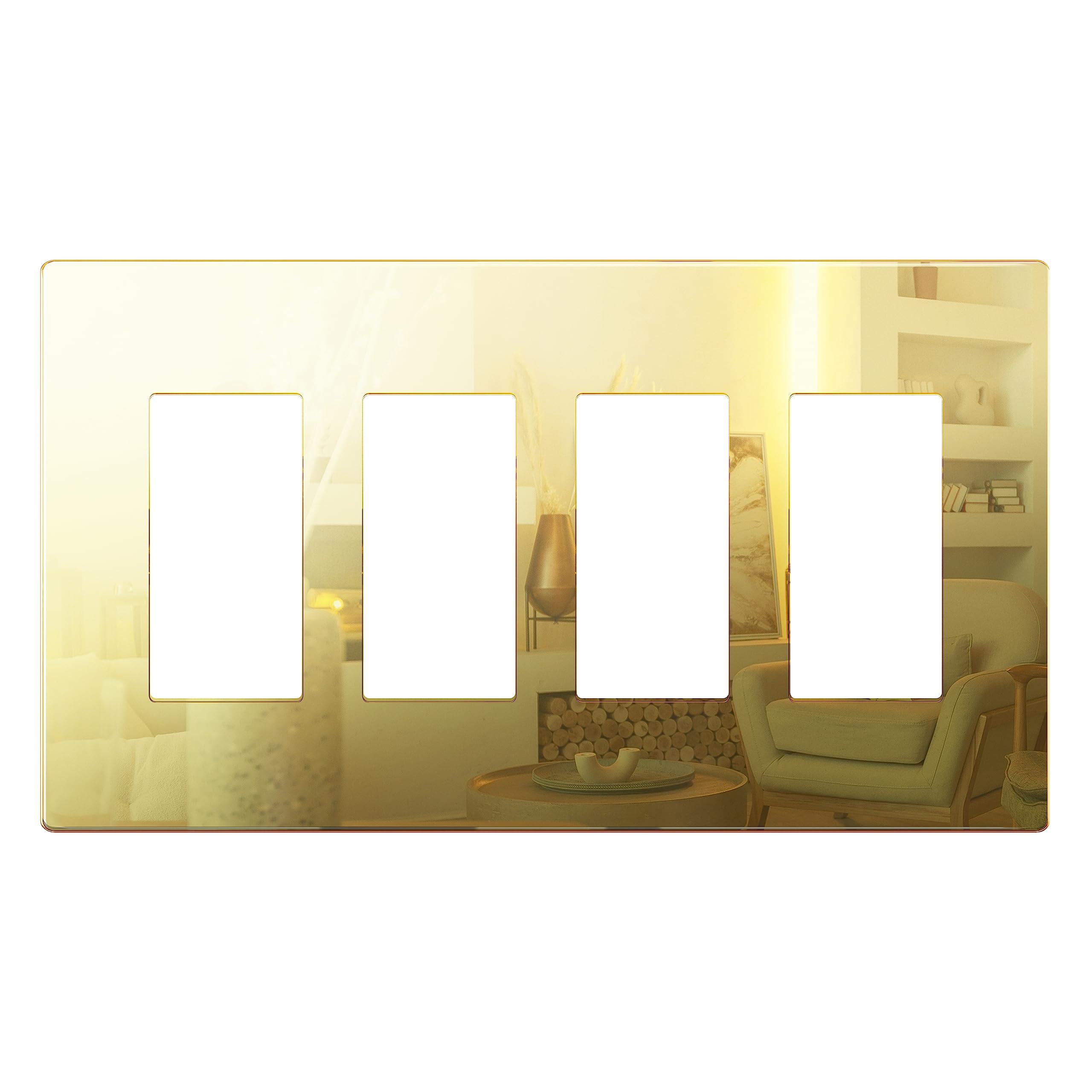 LIDER Brushed Finish Decorator Switch Cover, Screwless Wall Plate, Mid-Size 2-Gang 4.88" x 4.92", Unbreakable Polycarbonate Thermoplastic, UL Listed, LSWP-32M-BGD, Brushed Gold — view 65