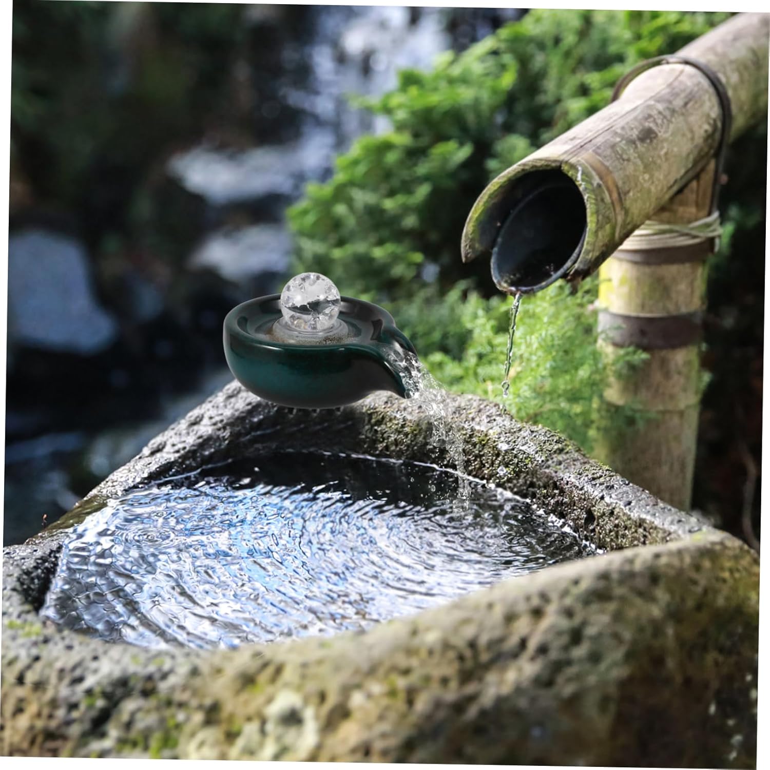 Cabilock Ceramic Waterfall Fountain Accessory Outdoor Landscape Decor Circulating Water Feature for Courtyard and Garden Decorative Pottery Water Supply