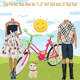 ZTWEDEN 33Pcs Doll Clothes and Accessories for 12 Inch Boy and GirlDoll, Includes 20 Wear Clothes Shirt Jeans Suit and Wedding Dresses, Glasses Earphones Dog and Bike for 12\'\' Boydoll Girldoll