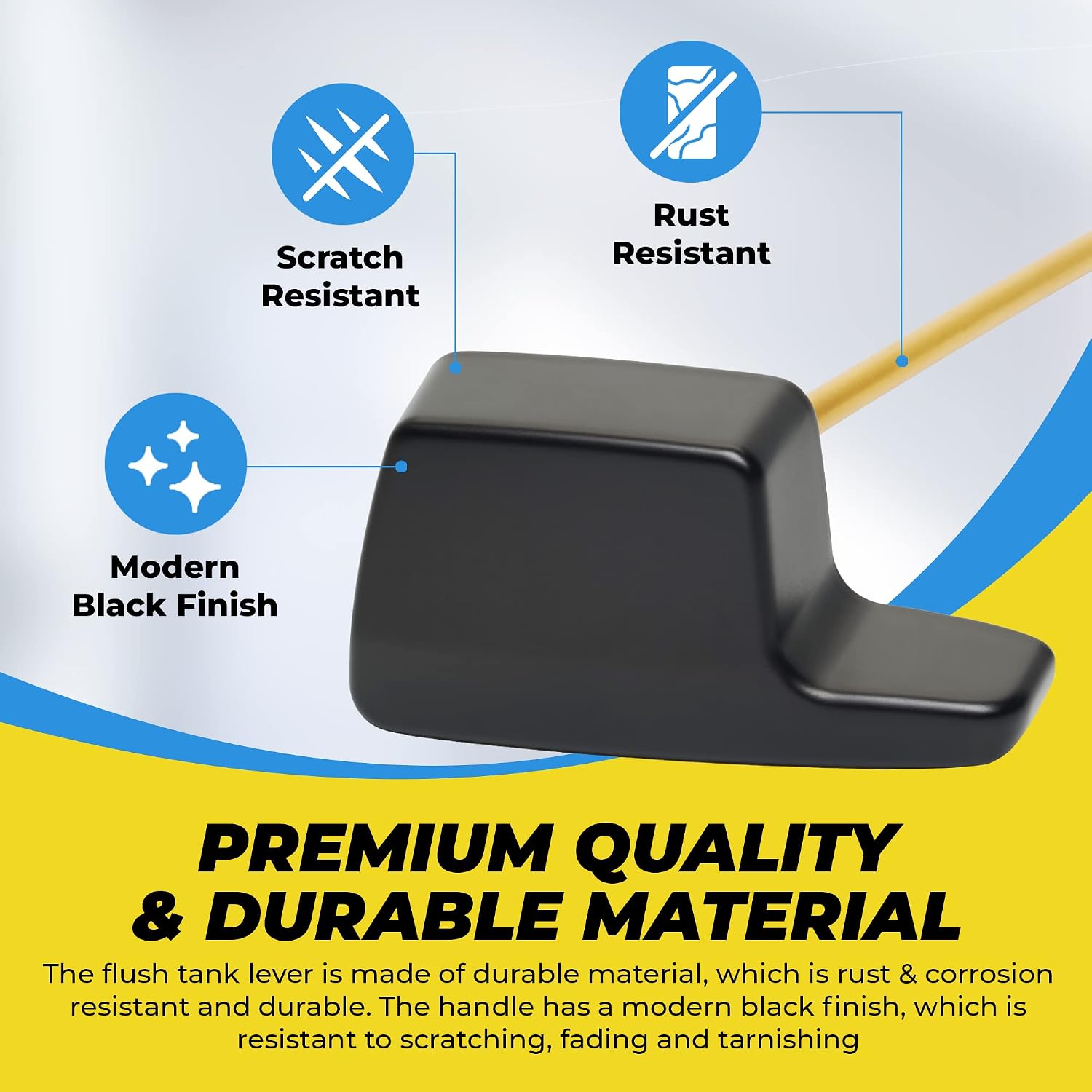 Qualihome Modern Side Mount Eljer/Toto Toilet Handle Black Replacement, Replaces Eljer Toilet Tank Lever & THU004-CP Toto Toilet Trip Lever