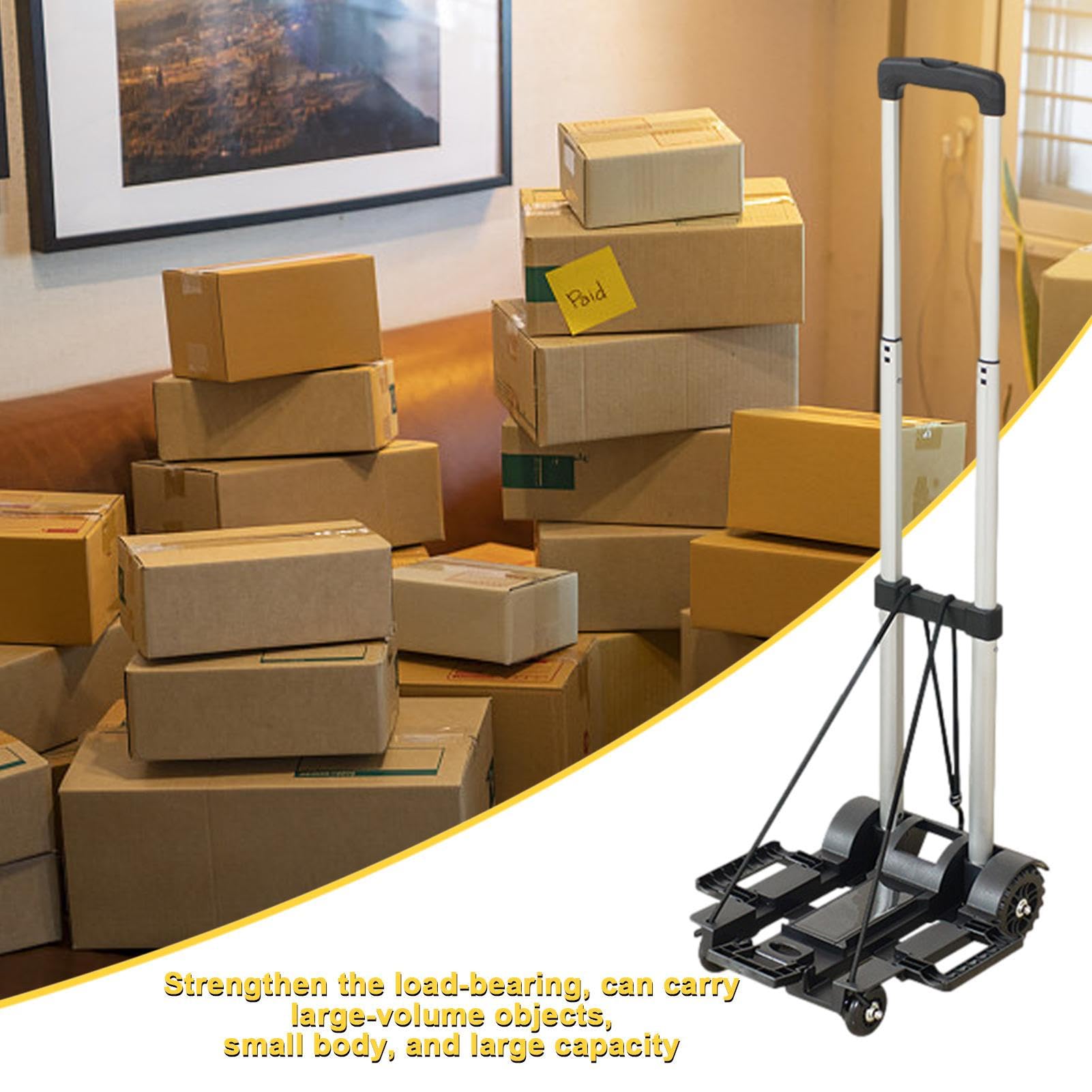 Carrello pieghevole per bagagli, portatile, in lega di alluminio, compatto | con base a ruota mini, leggero, per sedili auto, valigie, traslochi, shopping, aeroporto all'aperto