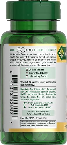 Miniatura 7 de Comprimidos de B12 Natures Bounty, 0,000035 oz, 1, 1