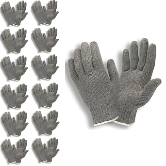 Cordova 3185GL Heavy Weight Gloves, Gray, Poly/Cotton Machine Knit, Large, 12-Pack