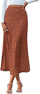 Satin Skirts for Women 2025 Fall High Waisted A-Line Leopard Print Cocktail Wedding Long Silk Summer Midi Skirt