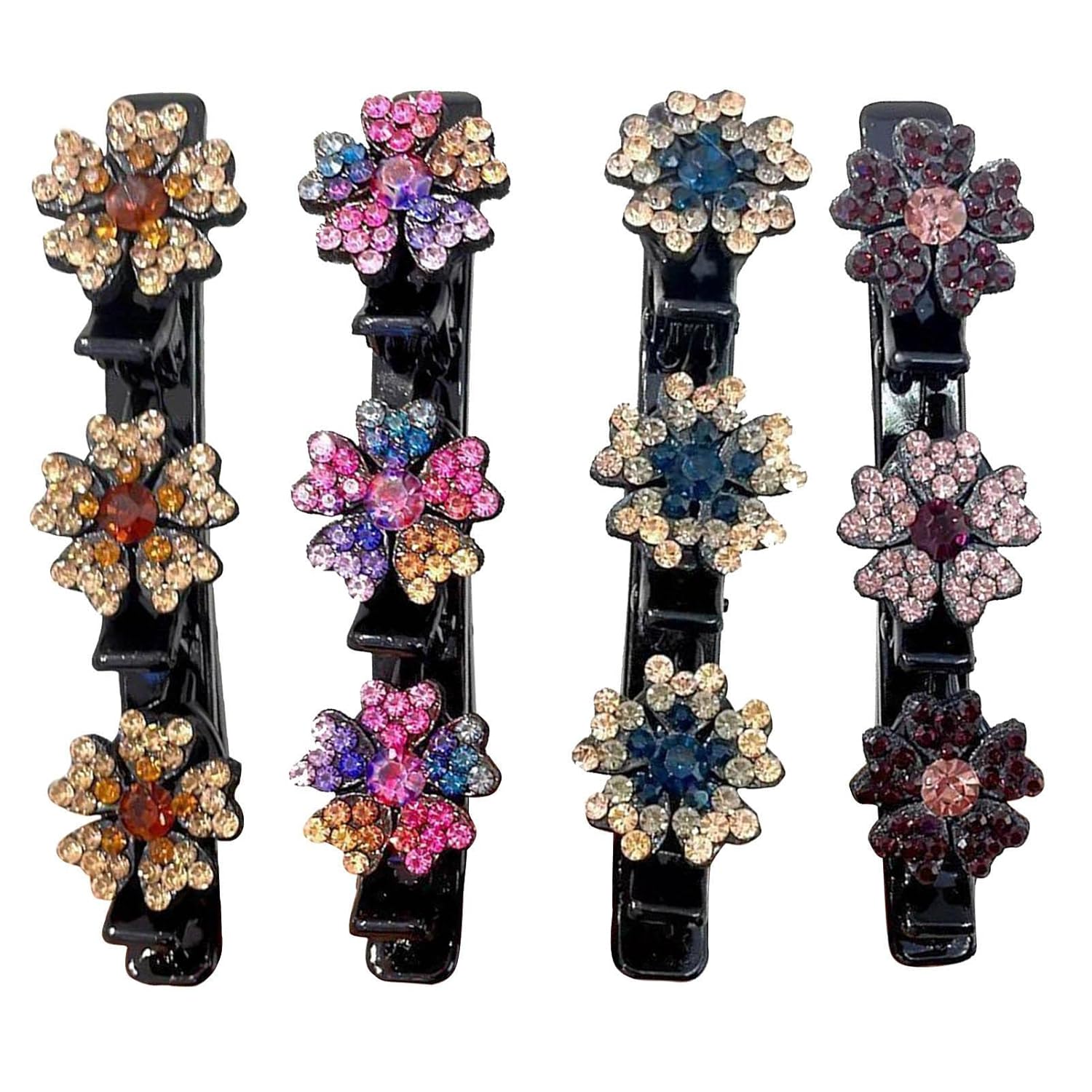 3 Flower Side Hair Clip, 4PCS Hair Sectioning Clips for