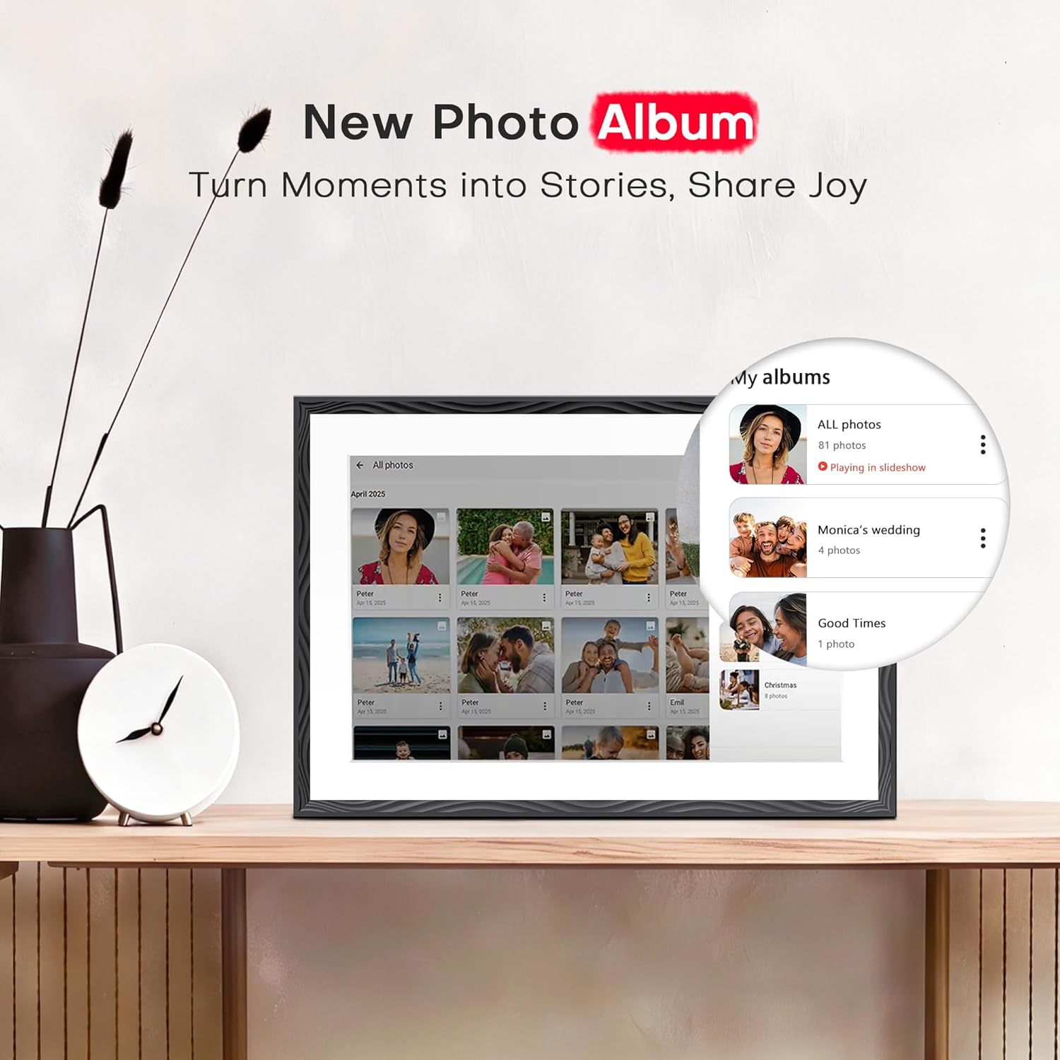 Digital Picture Frame, 10.1'' Frameo Digital Frame Wifi, 1280*800 HD Touch Screen, 32GB Memory, Wall Mountable Digital Photo Frame, Auto-Rotate, Share Instantly, Wedding, Birthday Gifts for Women, Mom